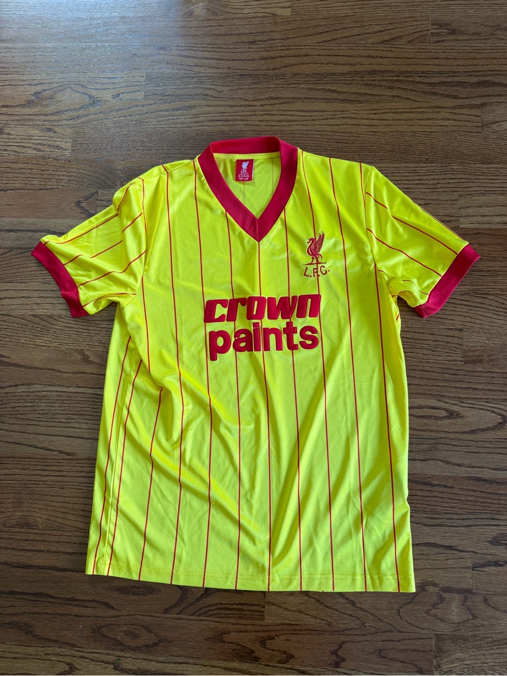 Liverpool Yellow and Red Crown Paints Retro Away Jersey